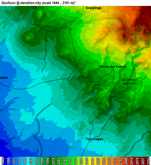 Zoom OUT 2x Ocuituco, Mexico elevation map