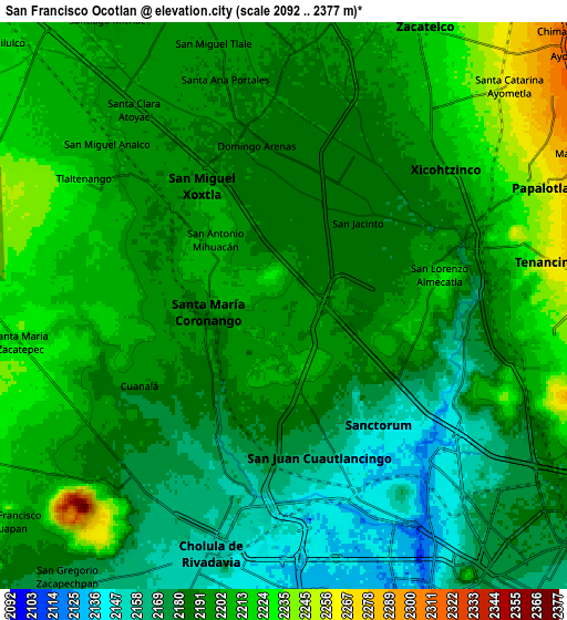 Zoom OUT 2x San Francisco Ocotlán, Mexico elevation map