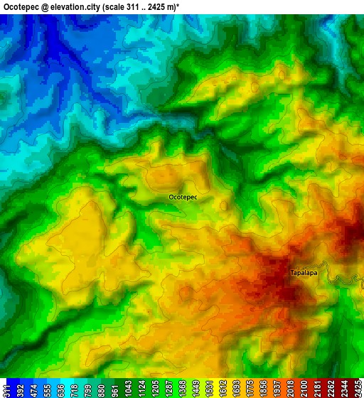 Zoom OUT 2x Ocotepec, Mexico elevation map