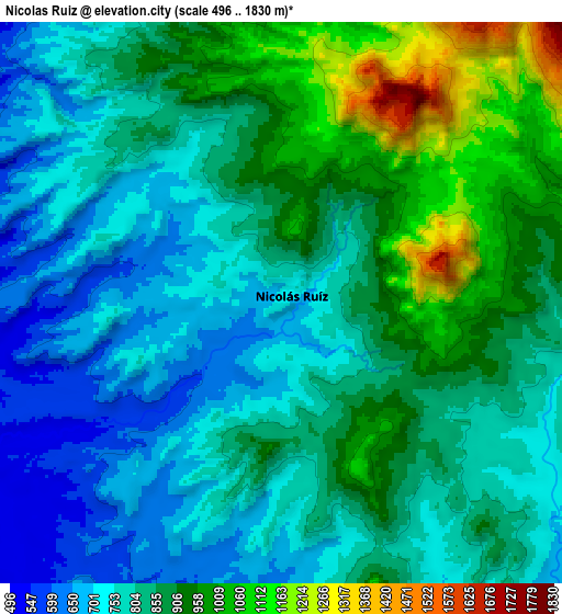 Zoom OUT 2x Nicolás Ruiz, Mexico elevation map
