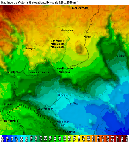 Zoom OUT 2x Naolinco de Victoria, Mexico elevation map