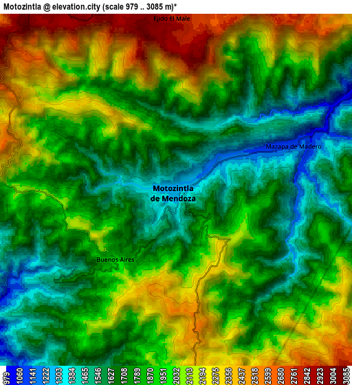 Zoom OUT 2x Motozintla, Mexico elevation map