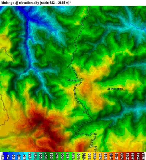 Zoom OUT 2x Molango, Mexico elevation map