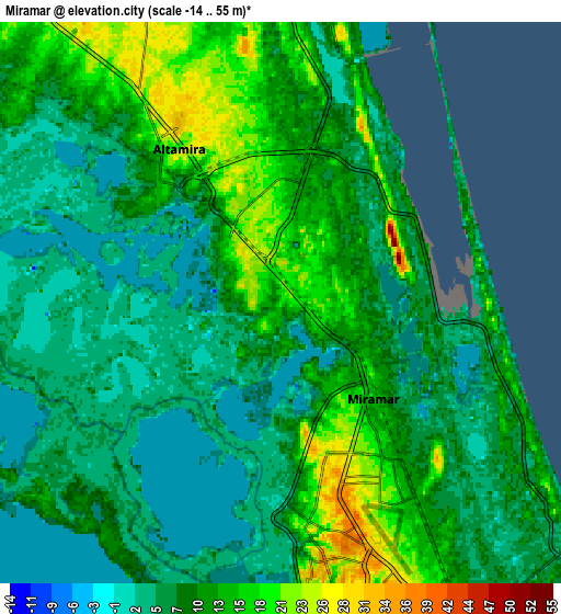 Zoom OUT 2x Miramar, Mexico elevation map