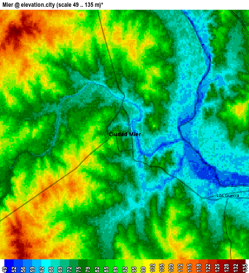 Zoom OUT 2x Mier, Mexico elevation map