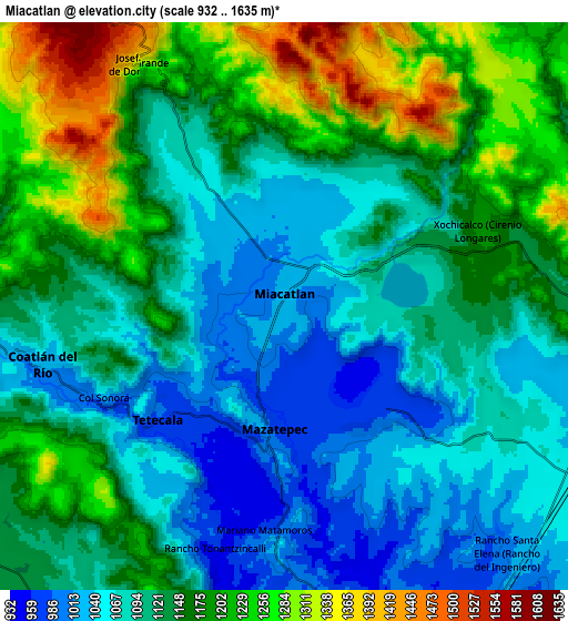 Zoom OUT 2x Miacatlán, Mexico elevation map