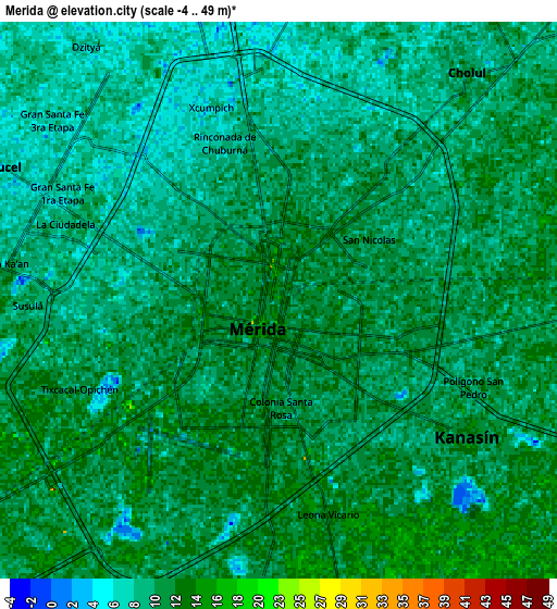 Zoom OUT 2x Mérida, Mexico elevation map