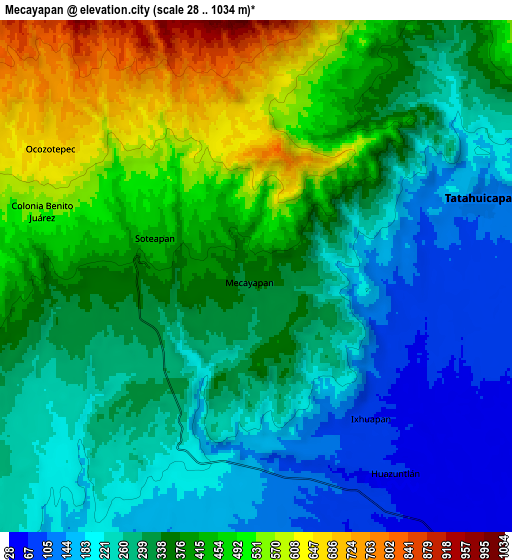 Zoom OUT 2x Mecayapan, Mexico elevation map