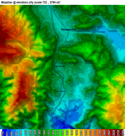 Zoom OUT 2x Mazatlán, Mexico elevation map