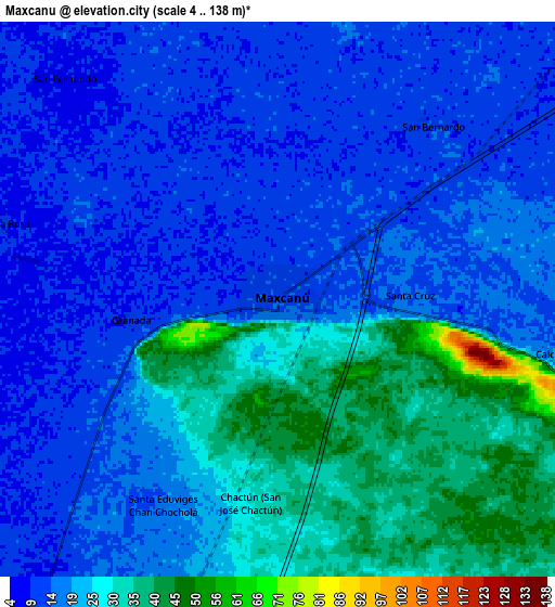 Zoom OUT 2x Maxcanú, Mexico elevation map