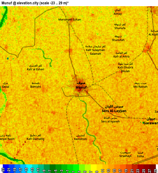 Zoom OUT 2x Munūf, Egypt elevation map