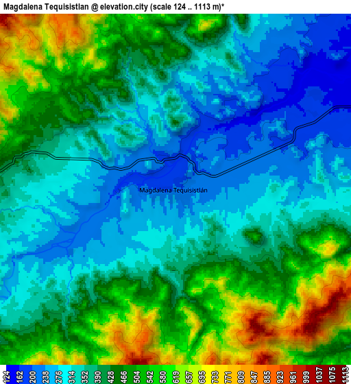 Zoom OUT 2x Magdalena Tequisistlán, Mexico elevation map