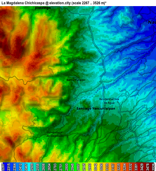 Zoom OUT 2x La Magdalena Chichicaspa, Mexico elevation map