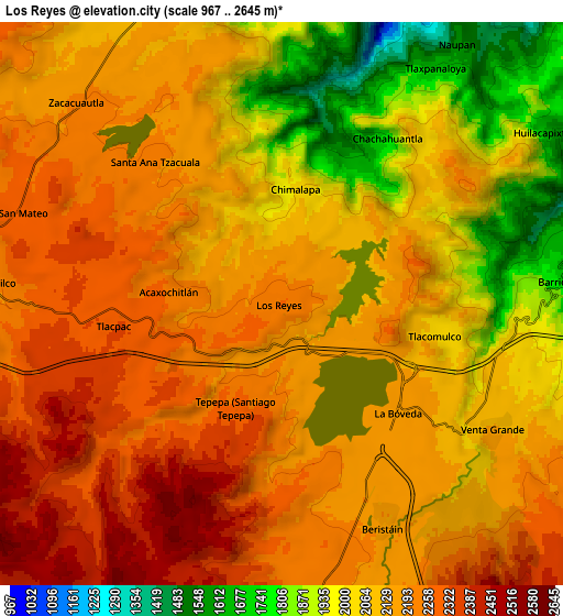 Zoom OUT 2x Los Reyes, Mexico elevation map