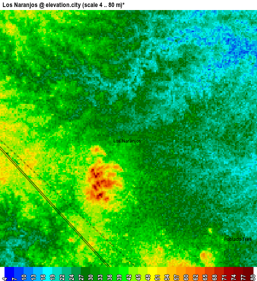 Zoom OUT 2x Los Naranjos, Mexico elevation map