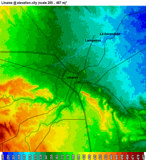 Zoom OUT 2x Linares, Mexico elevation map