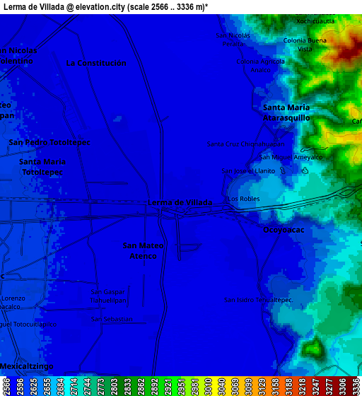 Zoom OUT 2x Lerma de Villada, Mexico elevation map