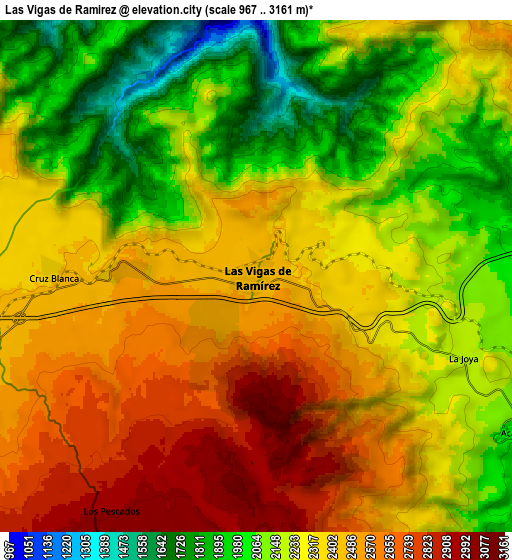 Zoom OUT 2x Las Vigas de Ramírez, Mexico elevation map