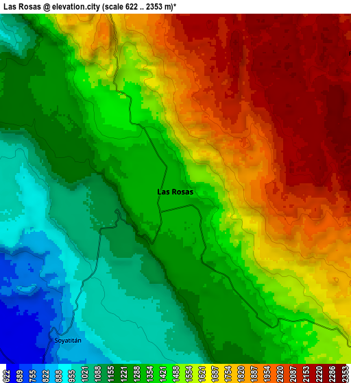 Zoom OUT 2x Las Rosas, Mexico elevation map