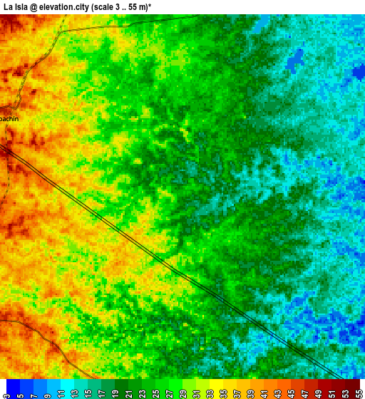 Zoom OUT 2x La Isla, Mexico elevation map