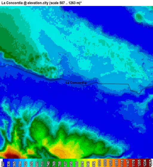 Zoom OUT 2x La Concordia, Mexico elevation map