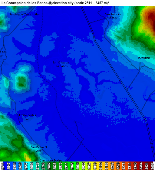 Zoom OUT 2x La Concepción de los Baños, Mexico elevation map