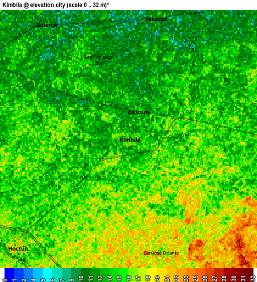 Zoom OUT 2x Kimbila, Mexico elevation map