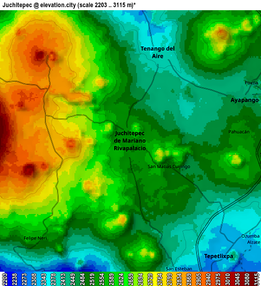 Zoom OUT 2x Juchitepec, Mexico elevation map