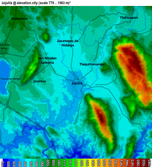 Zoom OUT 2x Jojutla, Mexico elevation map