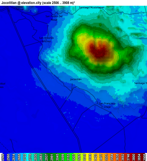 Zoom OUT 2x Jocotitlán, Mexico elevation map