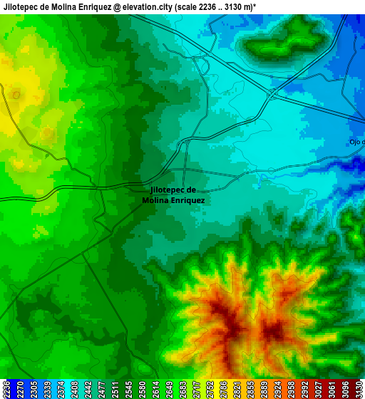 Zoom OUT 2x Jilotepec de Molina Enríquez, Mexico elevation map