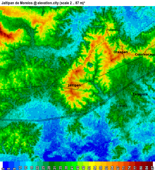 Zoom OUT 2x Jáltipan de Morelos, Mexico elevation map