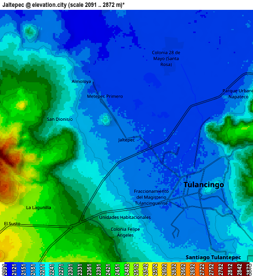 Zoom OUT 2x Jaltepec, Mexico elevation map