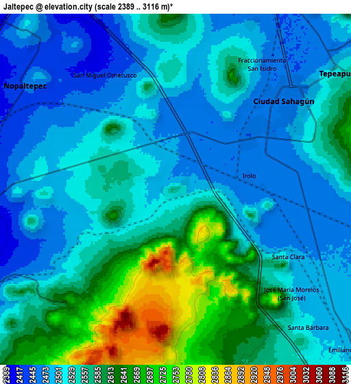 Zoom OUT 2x Jaltepec, Mexico elevation map