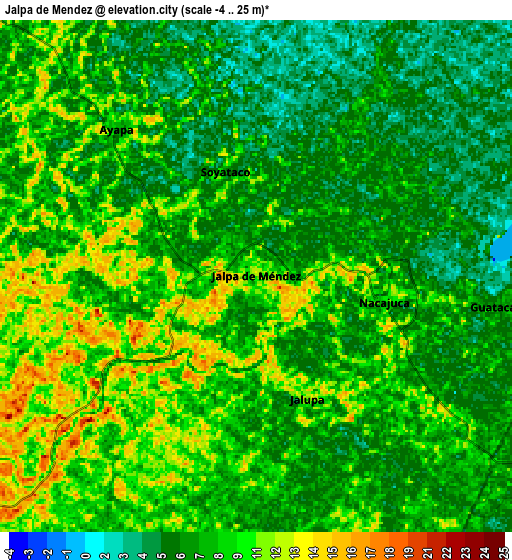 Zoom OUT 2x Jalpa de Méndez, Mexico elevation map