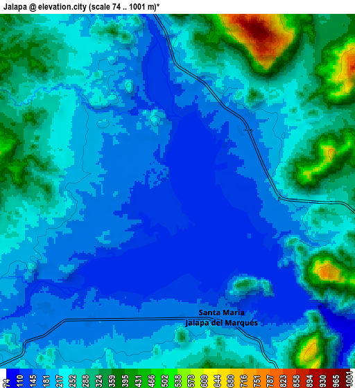 Zoom OUT 2x Jalapa, Mexico elevation map