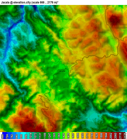 Zoom OUT 2x Jacala, Mexico elevation map