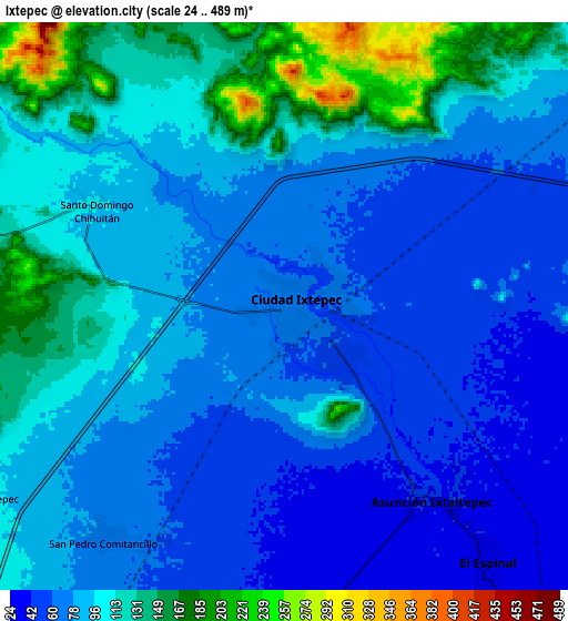 Zoom OUT 2x Ixtepec, Mexico elevation map