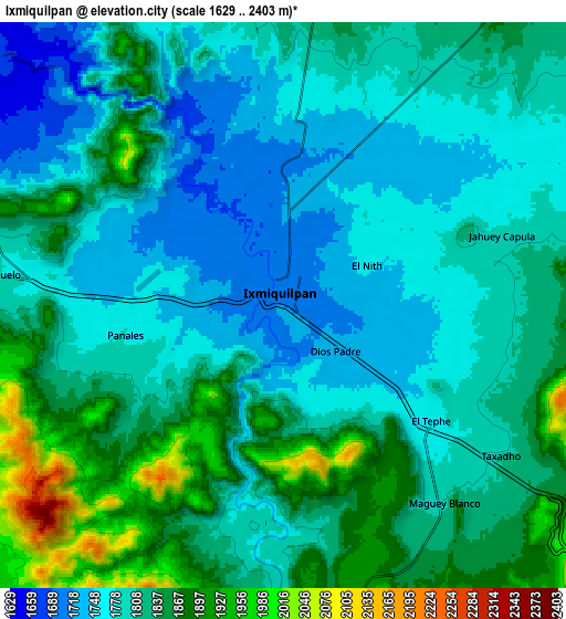 Zoom OUT 2x Ixmiquilpan, Mexico elevation map