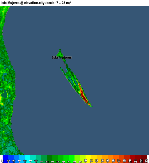 Zoom OUT 2x Isla Mujeres, Mexico elevation map
