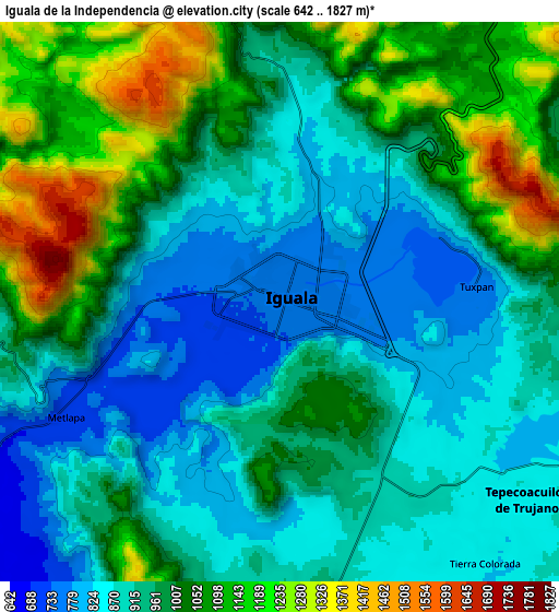 Zoom OUT 2x Iguala de la Independencia, Mexico elevation map