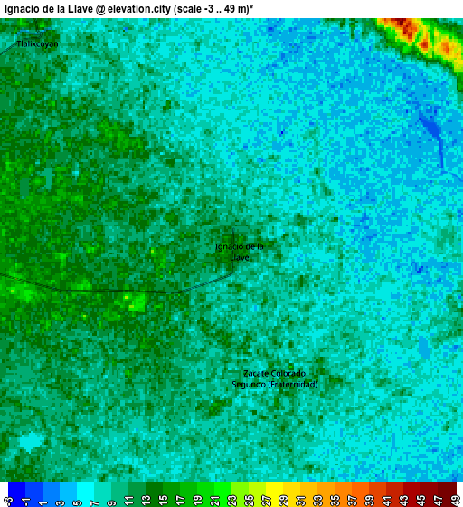 Zoom OUT 2x Ignacio de la Llave, Mexico elevation map