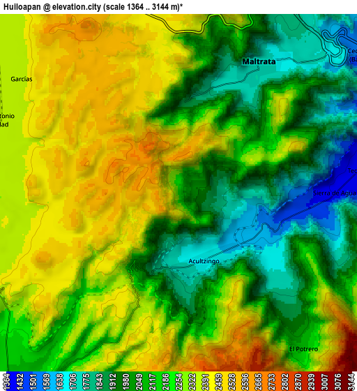 Zoom OUT 2x Huiloapan, Mexico elevation map
