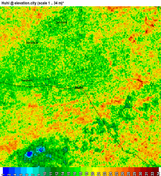 Zoom OUT 2x Huhi, Mexico elevation map