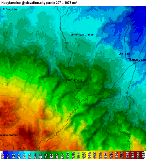 Zoom OUT 2x Hueytamalco, Mexico elevation map