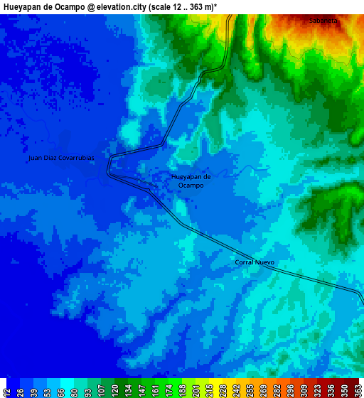 Zoom OUT 2x Hueyapan de Ocampo, Mexico elevation map