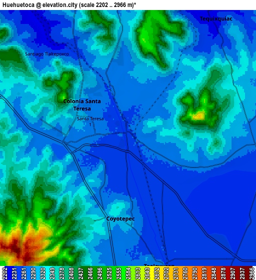 Zoom OUT 2x Huehuetoca, Mexico elevation map