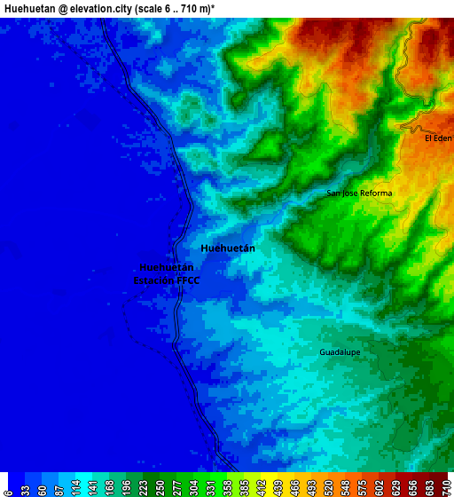 Zoom OUT 2x Huehuetán, Mexico elevation map