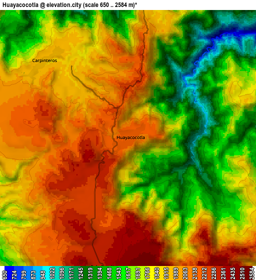 Zoom OUT 2x Huayacocotla, Mexico elevation map