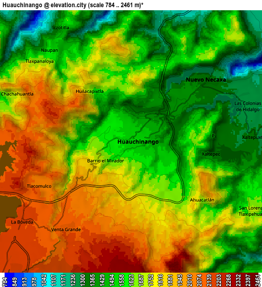 Zoom OUT 2x Huauchinango, Mexico elevation map